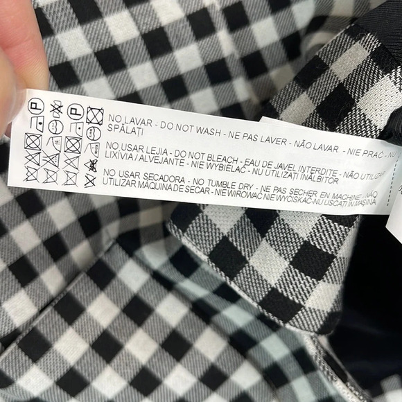 ZARA Blazer Black White Gingham Checkered Snap Closure Pockets Preppy Size S - Picture 9 of 12